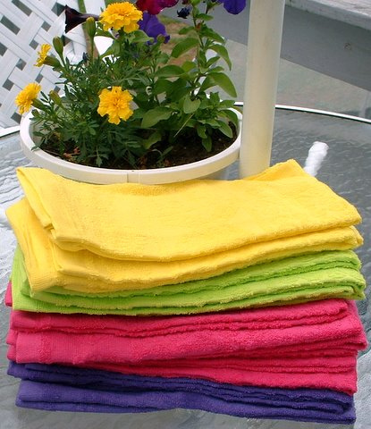 Bright Colored Dish Towels With Flowers