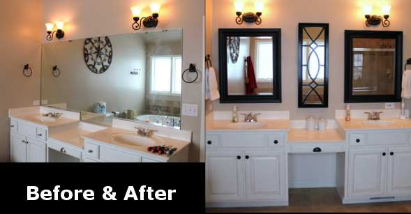Remodeled Bathroom Mirror Before After